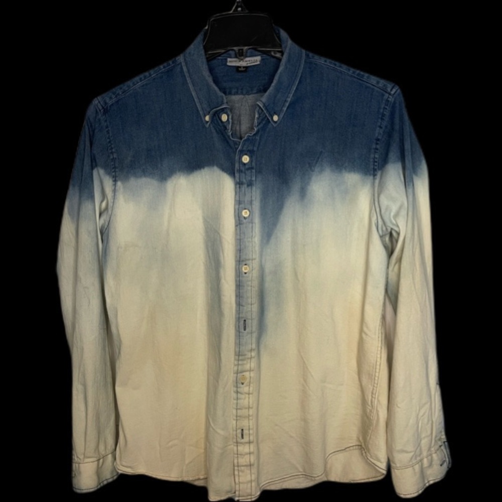 Mens Bleach faded denim shirt size large
